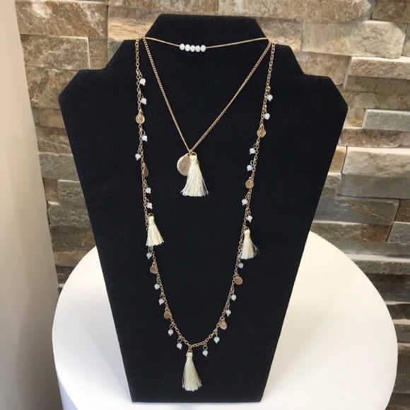 💎💎💎Canvas Beads Tassels & Coins Necklace - Picture 1 of 4